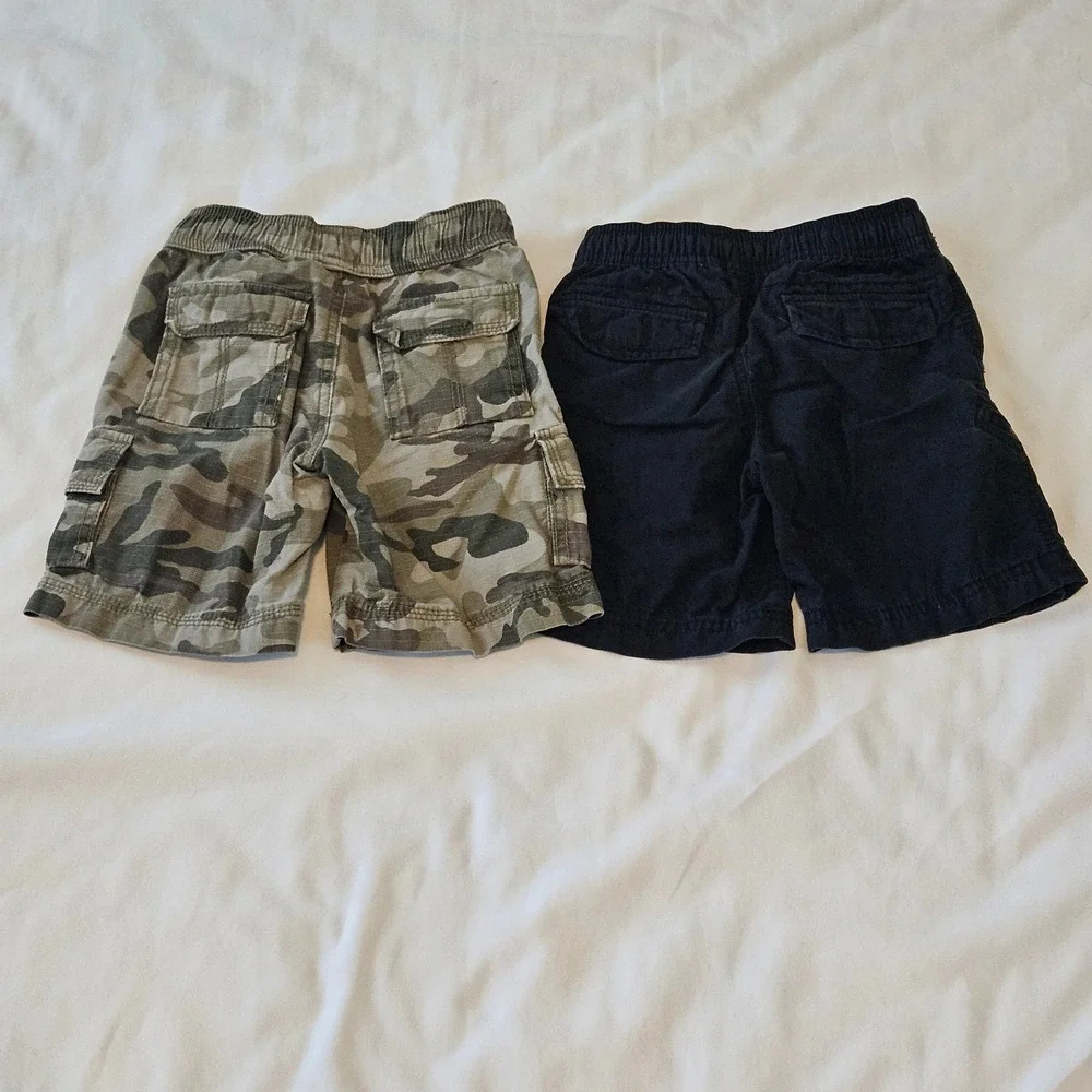 Hanna Andersson Cargo Shorts‎ Kids Size 3 Lot of 2  Black Camo Utility Summer